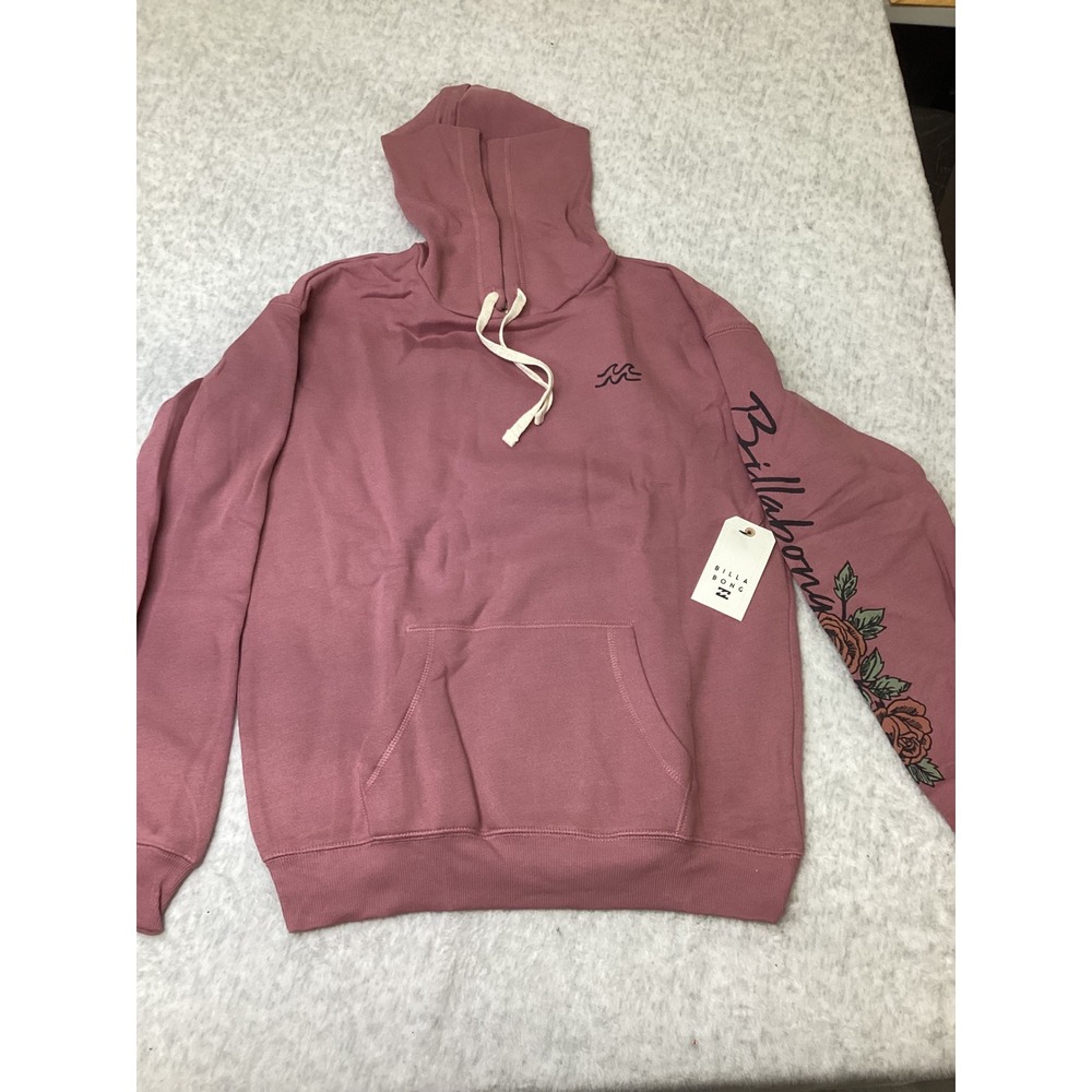 Billabong Womens Rose Graphic Sleeve Pullover Hoodie Pink Small NWT